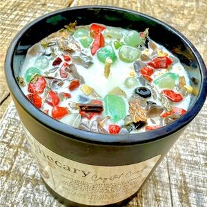 Apothecary Crystal Candle| Earth Energy | Dried Botanical | Herbal, Earthy
